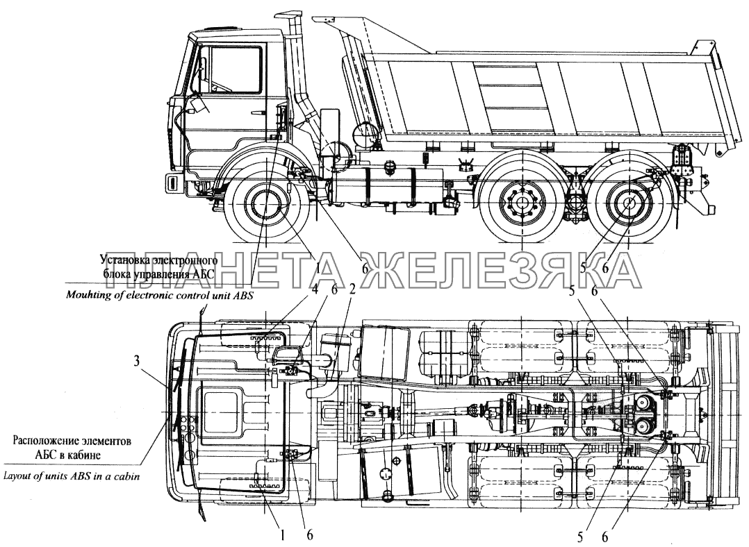 Установка элементов электрооборудования АБС на автомобилях МАЗ-551605,  551603 МАЗ-543202